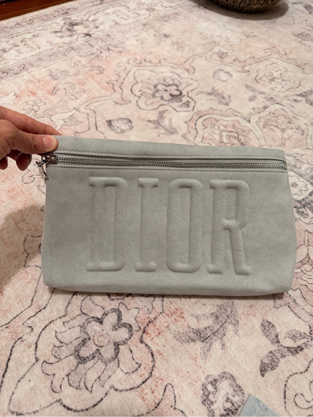 Dior Beauty Embossed Faux Suede Zip Clutch Pochette